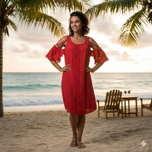 Flying Tomato Rayon Cold Shoulder Mini Dress M